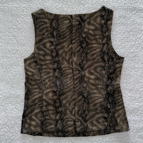 Y2K snakeskin rhinestone sparkle tank top sleeveless back zipper grunge VTG 8 - Picture 3 of 9